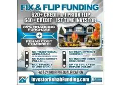 620+ CREDIT - INVESTOR FIX & FLIP FUNDING - To $2,000,000.00 – No Hard Credit Report Pull |